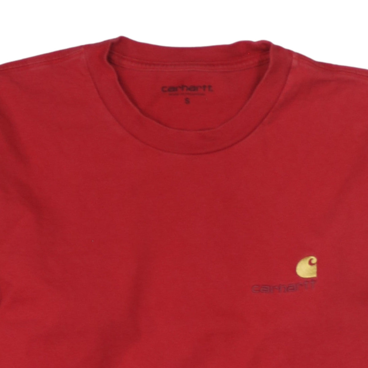 Carhartt WIP Men's Red Long Sleeve Crew Neck Cotton T-Shirt Size S