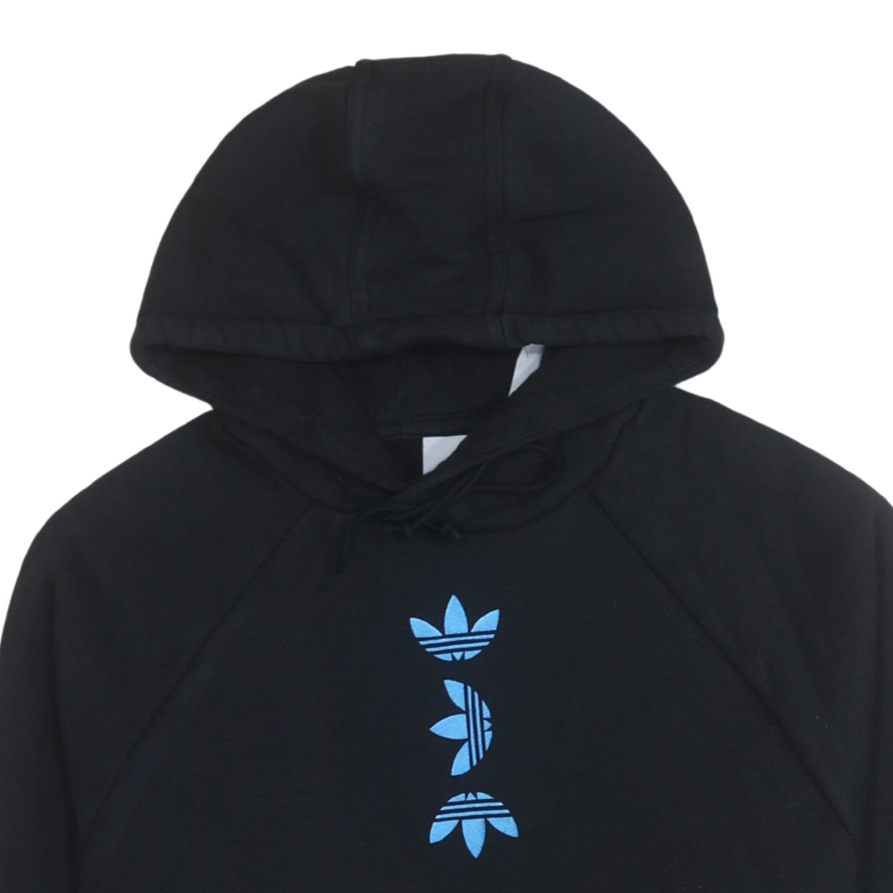 Adidas Women's Black Pullover Hoodie Small Blue Logo Graphic Cotton Blend