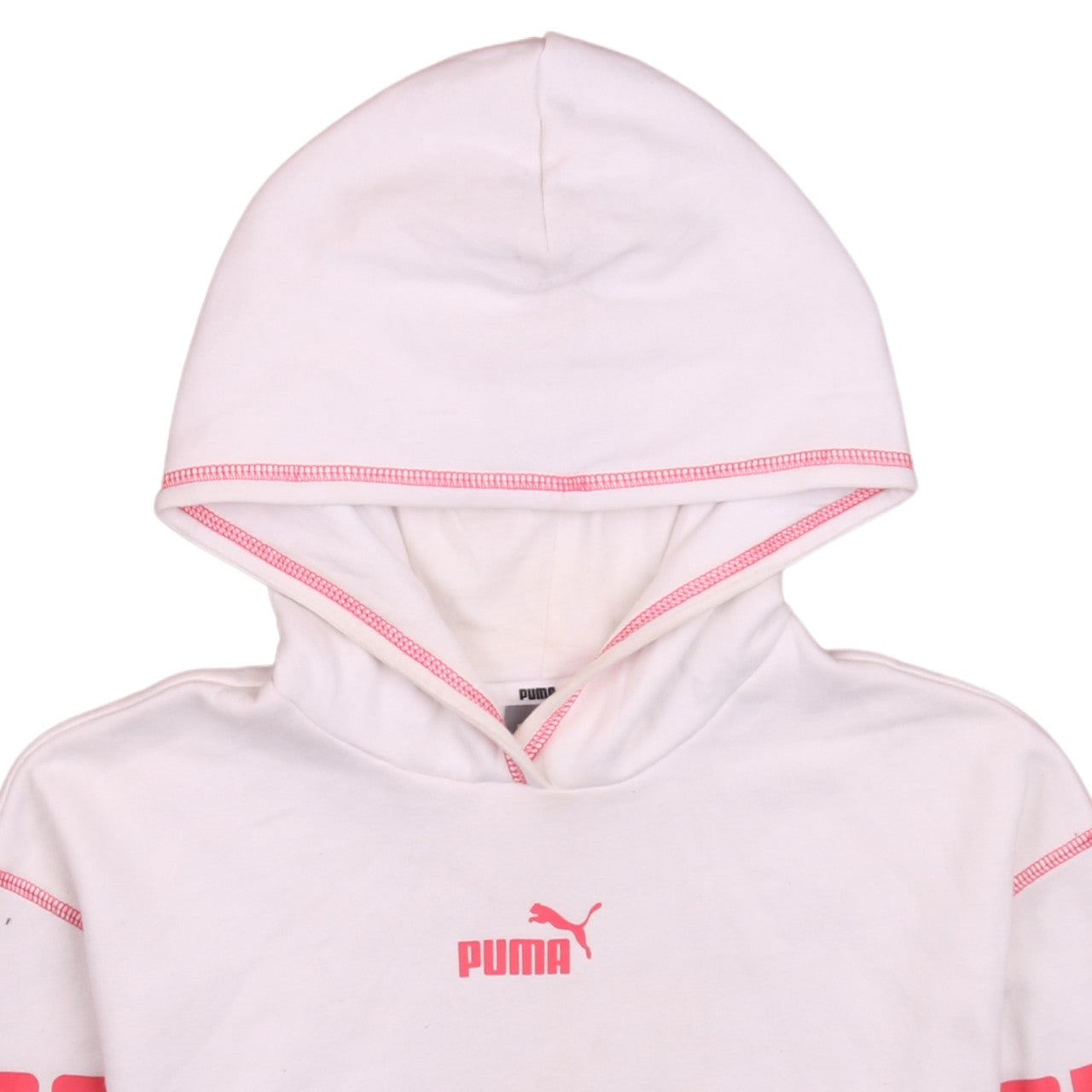 Puma Girls White Pink Logo Pullover Hoodie 13-14 Years