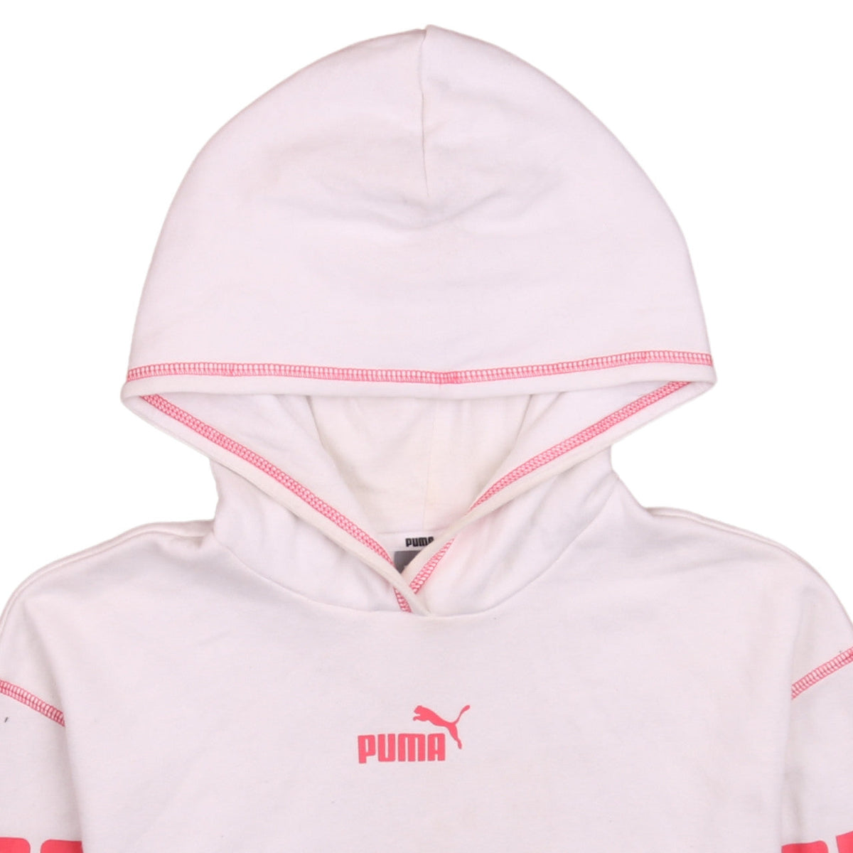 Puma Girls White Pink Logo Pullover Hoodie 13-14 Years