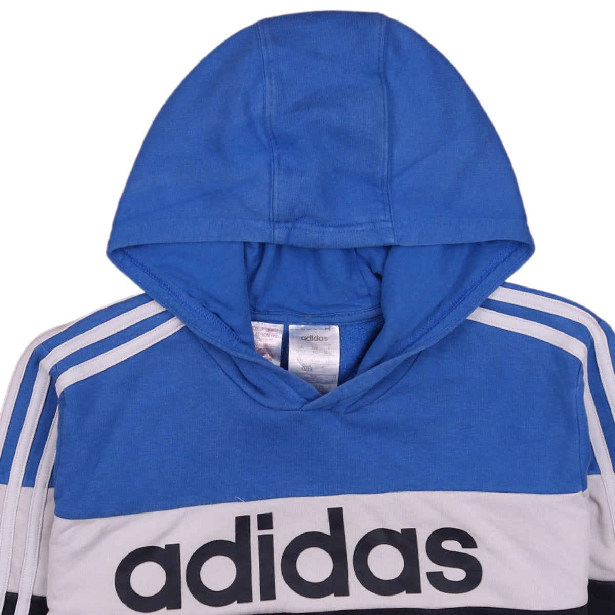 adidas Boys Blue Colourblock Pullover Hoodie 15-16 Years