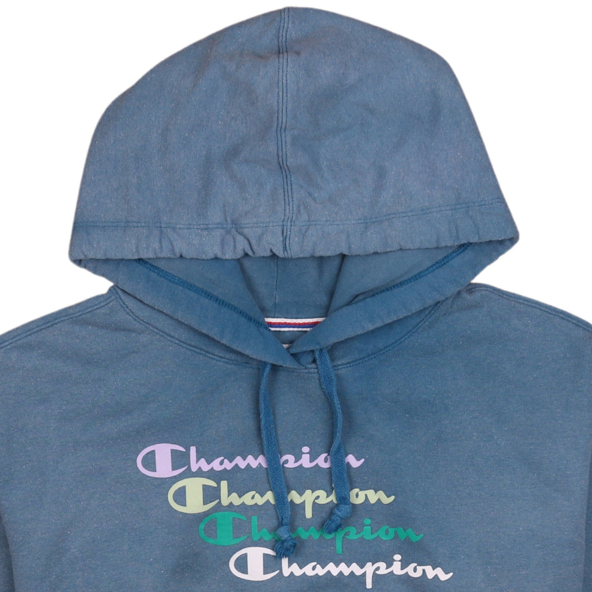 Champion Womens Blue Pullover Hoodie Small Graphic Print Casual