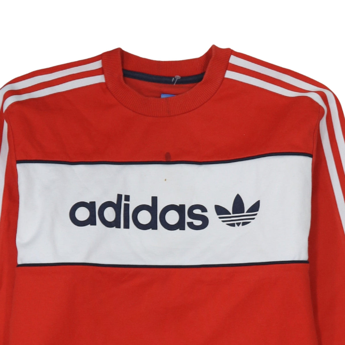 Adidas Mens Red Crew Neck Pullover Sweatshirt L Retro Logo