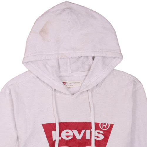 Levi's Womens White Pullover Hoodie M Graphic Logo Casual