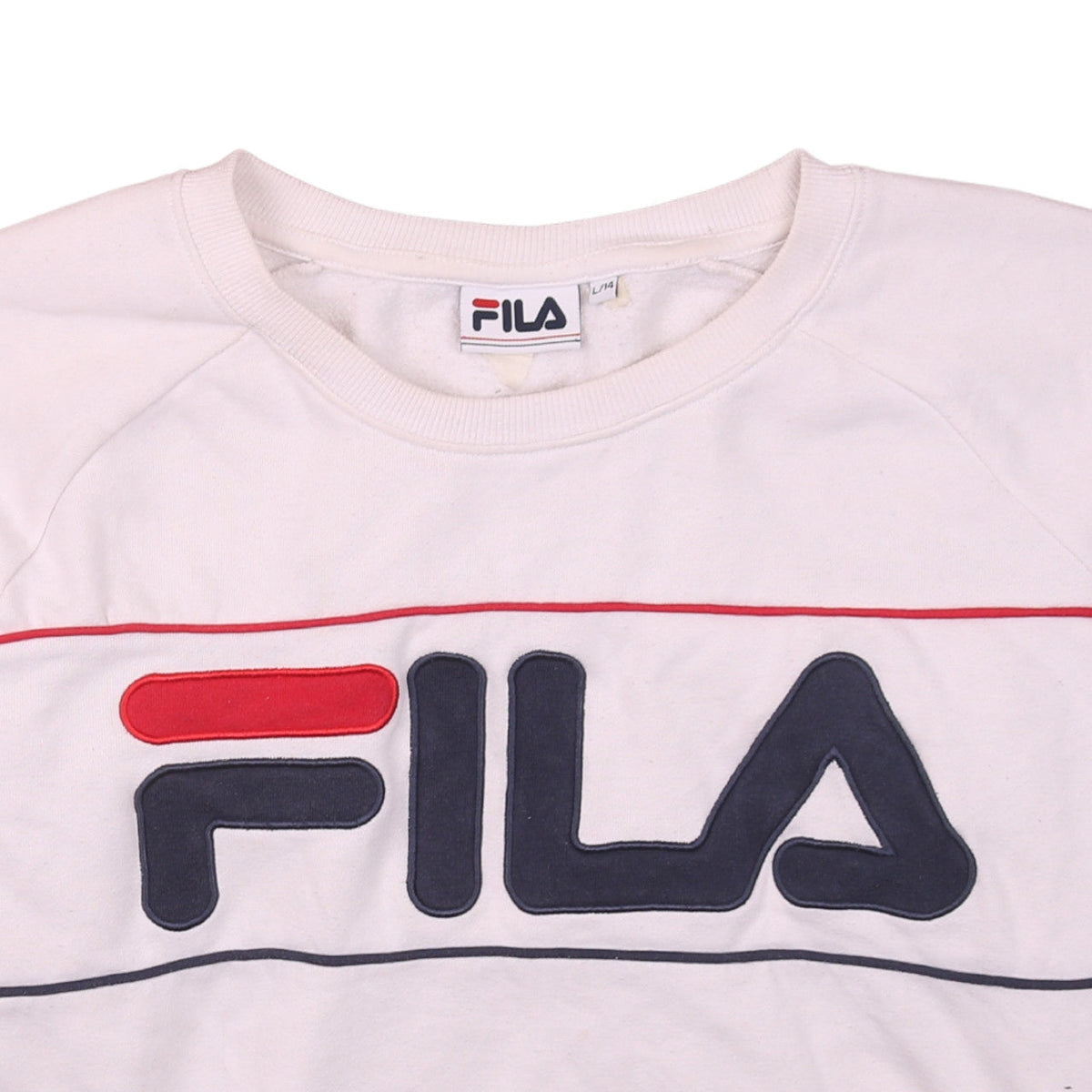 Fila Mens White Logo Sweatshirt L Crew Neck Pullover