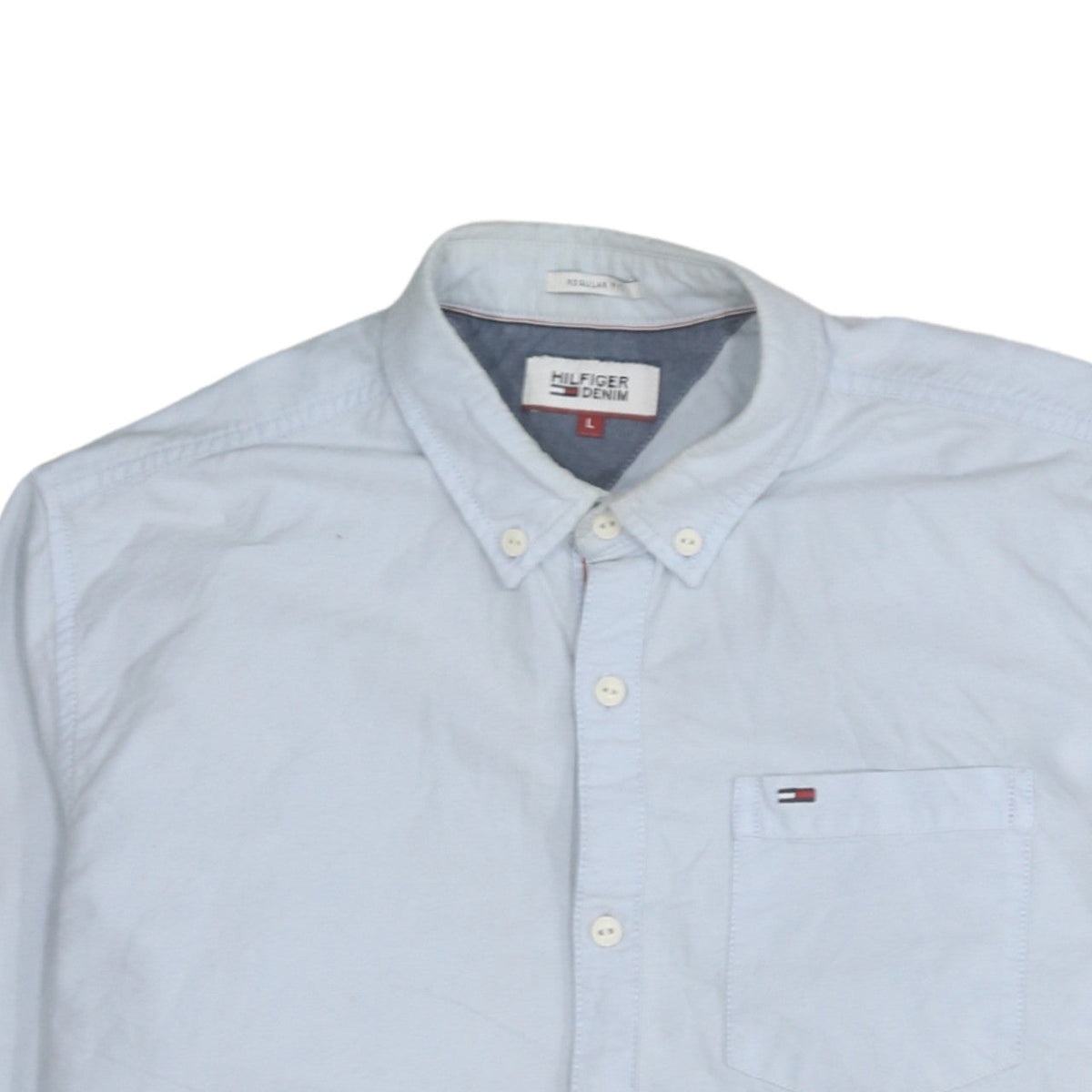Hilfiger Denim Men's Blue Button-Down Casual Shirt L Regular Fit