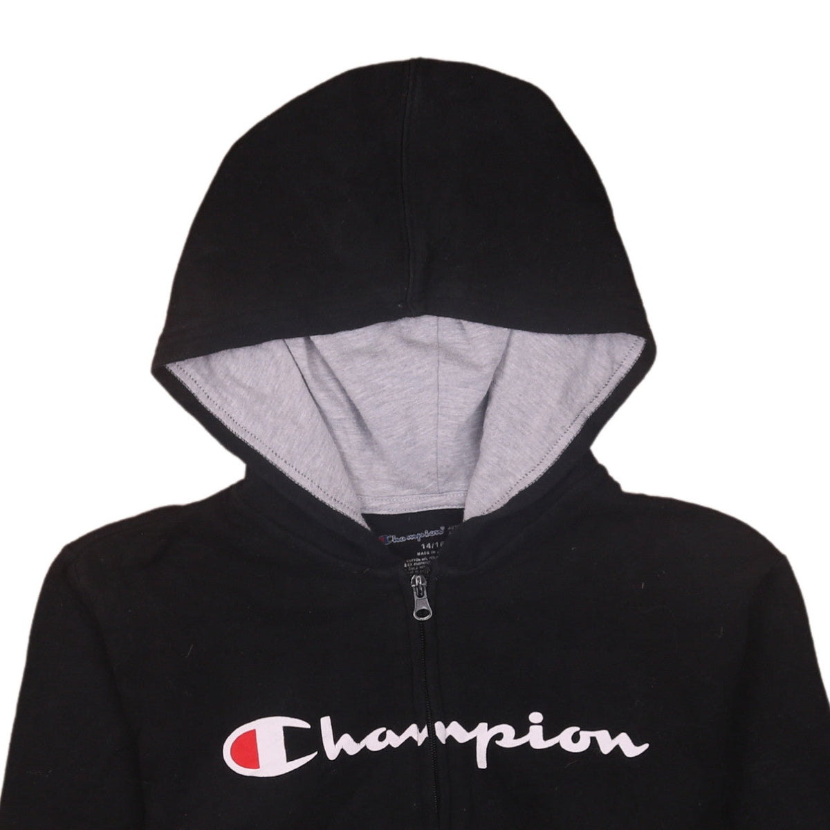 Champion Boys Black Full Zip Hoodie 14-16 Years Cotton Blend Athleticwear