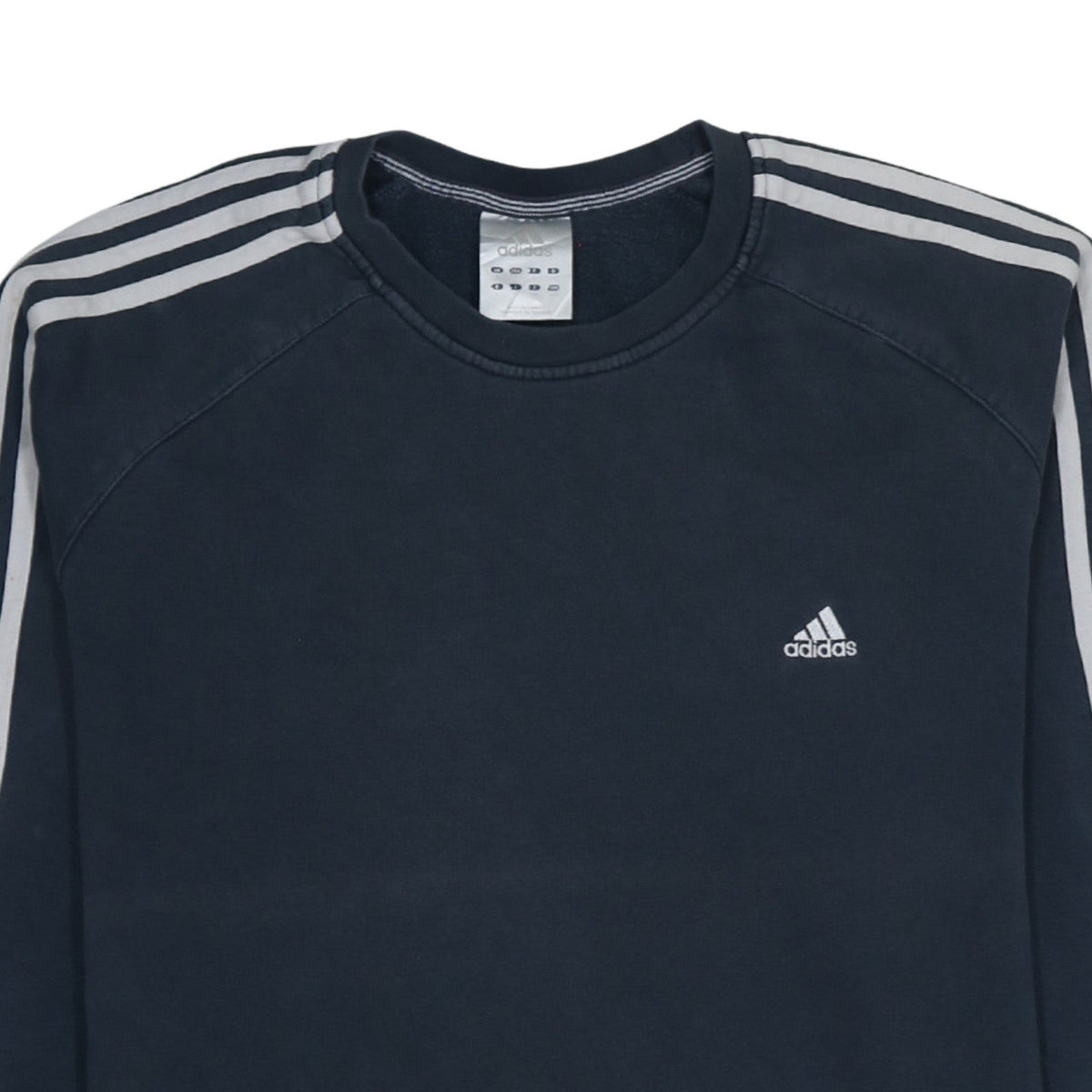 Adidas Mens Black Crew Neck Sweatshirt Size L Classic 3-Stripes Pullover
