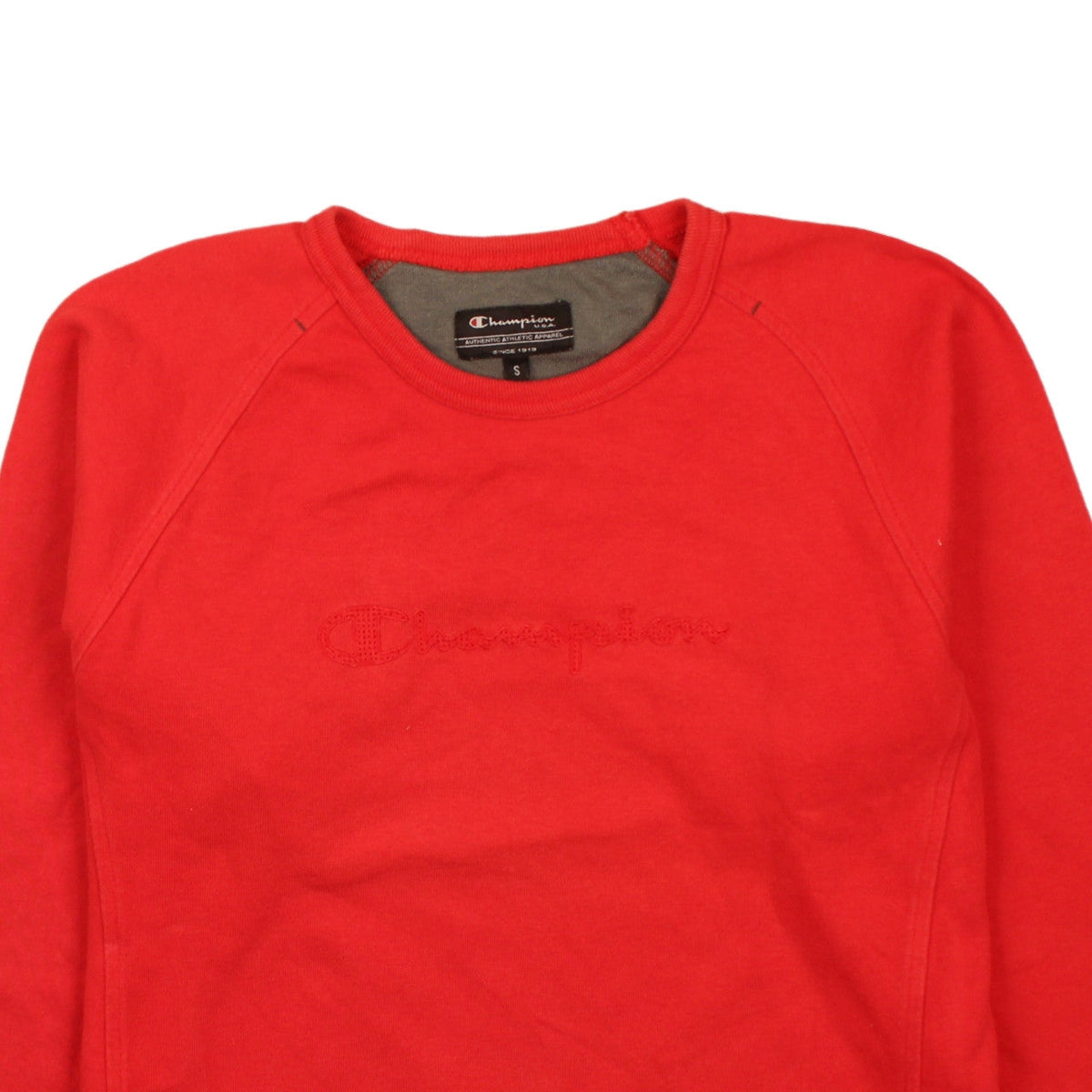Champion Men's Red Crew Neck Pullover Sweatshirt S Regular Fit