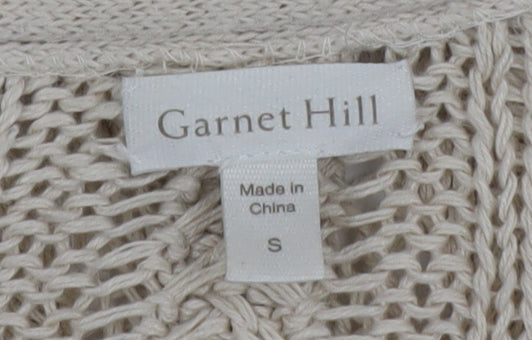 Garnet Hill Women's Beige Open-Knit Linen Cotton Cardigan Size S