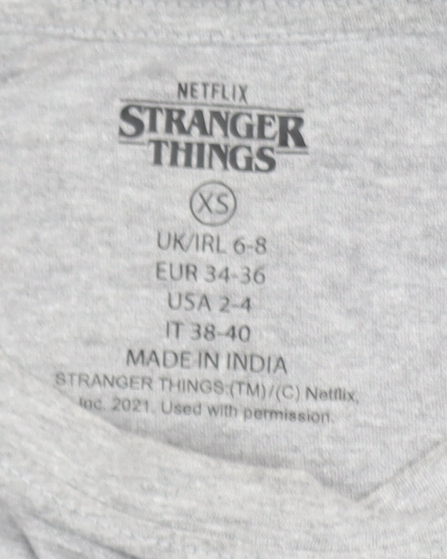 Stranger Things Women's Grey XS Short Sleeve Cotton T-Shirt