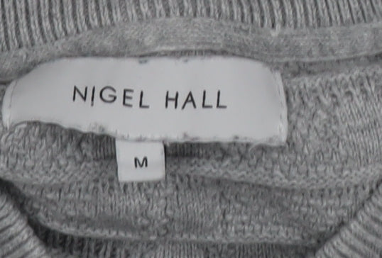 Nigel Hall Mens Grey Cotton Knit Crew Neck Jumper M