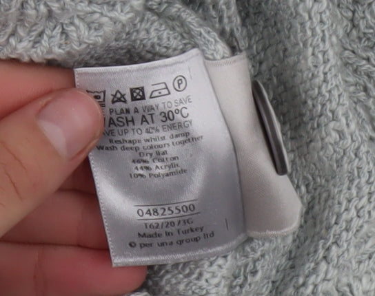 Marks & Spencer Per Una Grey V-Neck Button 3/4 Sleeve Jumper Size 16
