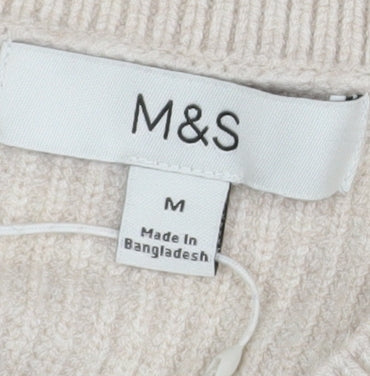 Marks & Spencer Womens Beige V-Neck Knit Jumper Medium