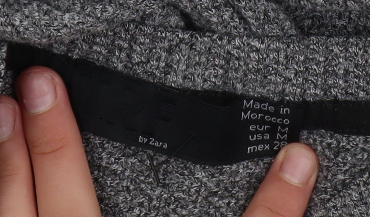 Zara Men Grey Waffle-Knit Pullover Jumper Size M