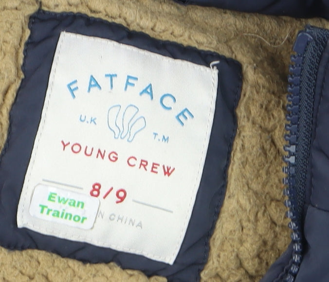 FatFace Boys Blue Hooded Puffer Jacket 8-9 Years Lined Winter Coat