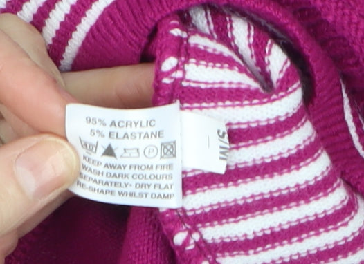 Lovell Womens Pink Striped Knit Cardigan Jumper Size S