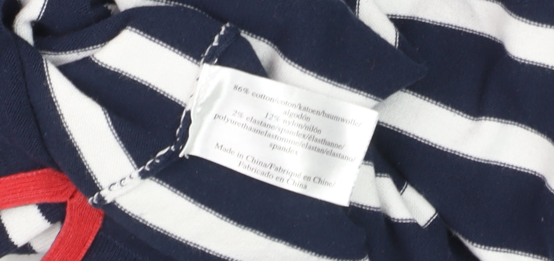 Laura Ashley Women Blue Striped Boat Neck 3/4 Sleeve Jumper Size 12