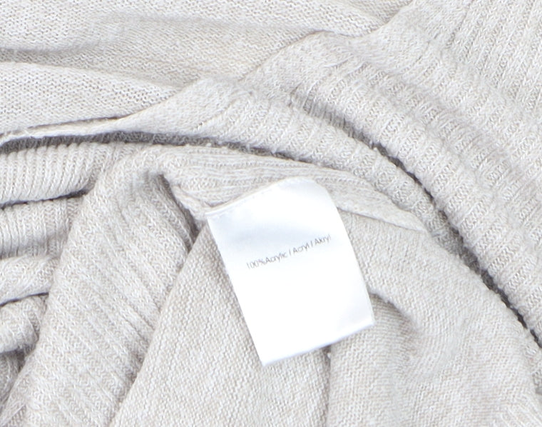 Delicate Love Womens Beige V-Neck Long Sleeve Pullover Jumper M