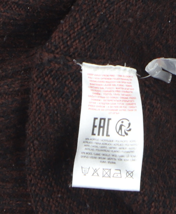 Dissident Men's Brown Henley Knit Jumper Size M
