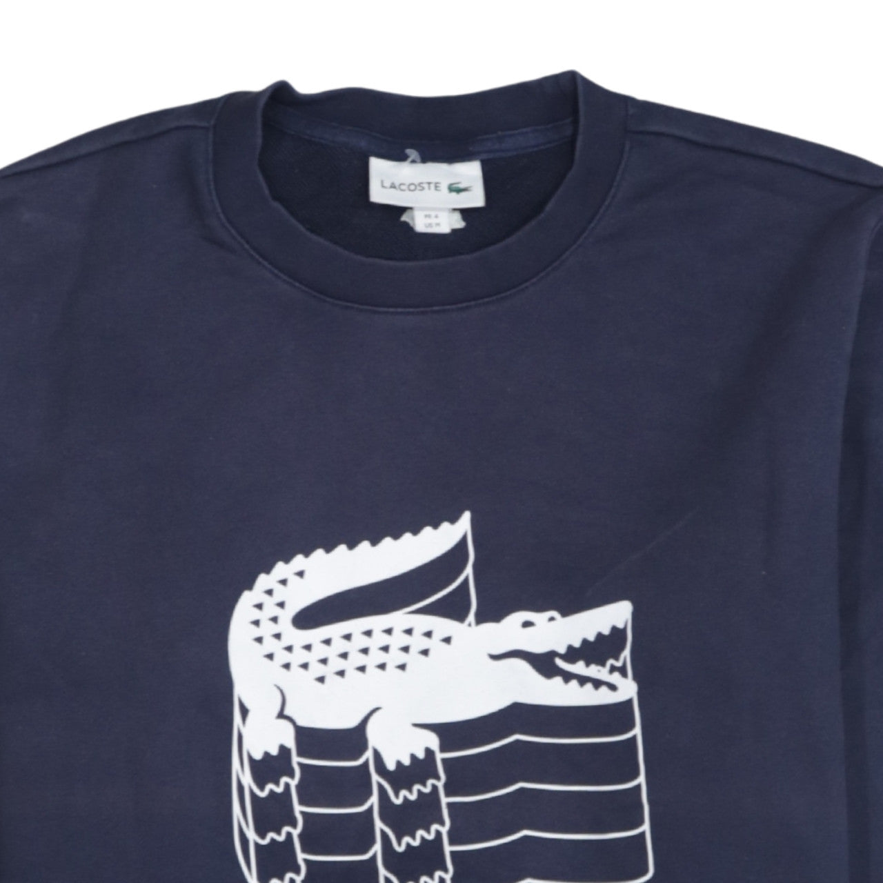 Lacoste Men's Blue Crew Neck Graphic Logo Pullover Sweatshirt M