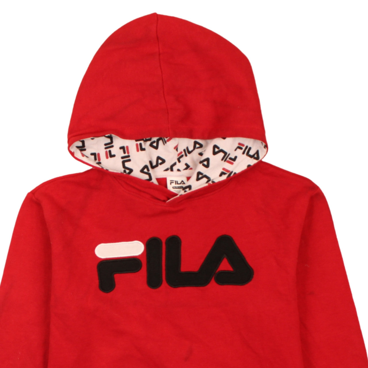 FILA Mens Red 2XL Pullover Hoodie Graphic Logo Fleece Sweatshirt