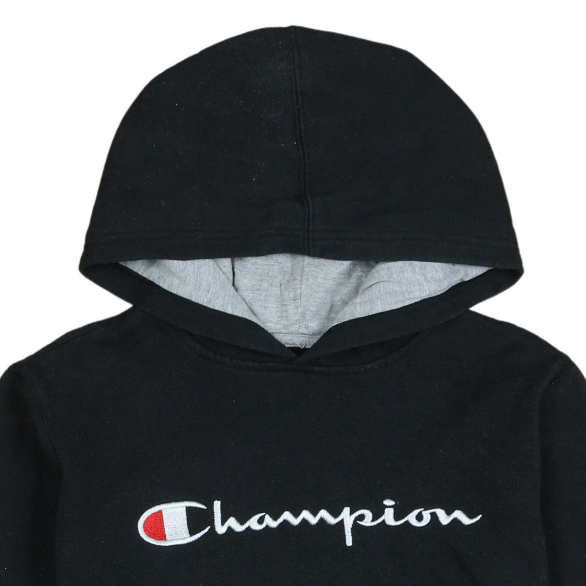 Champion Boys Black Pullover Hoodie L Logo Embroidered Fleece Sweatshirt