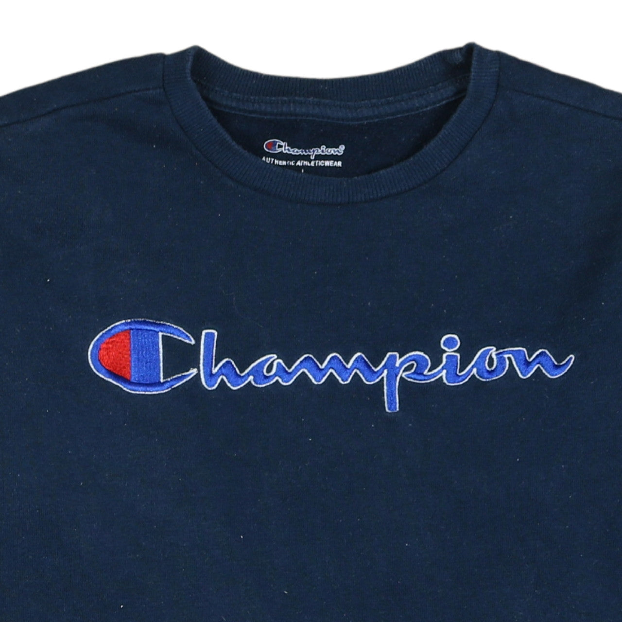 Champion Boys Blue Pullover Sweatshirt L Logo Embroidered Fleece