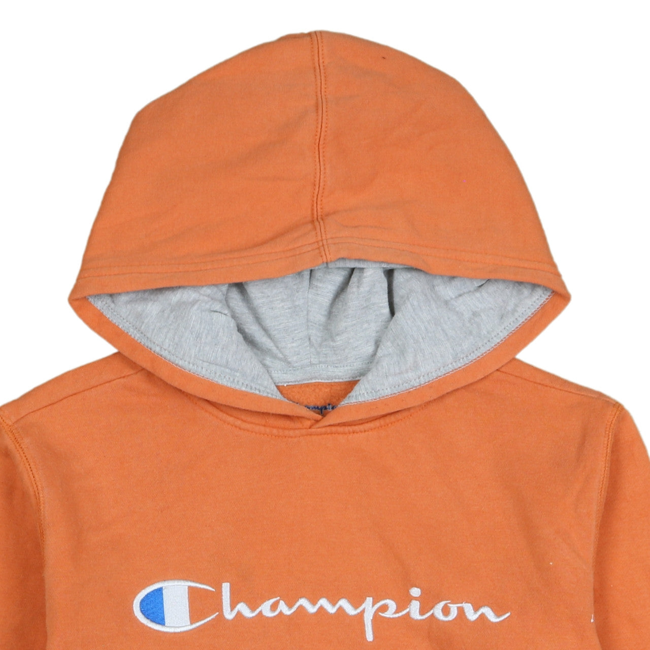 Champion Boys Orange Pullover Hoodie Large Cotton Blend Logo Sweatshirt