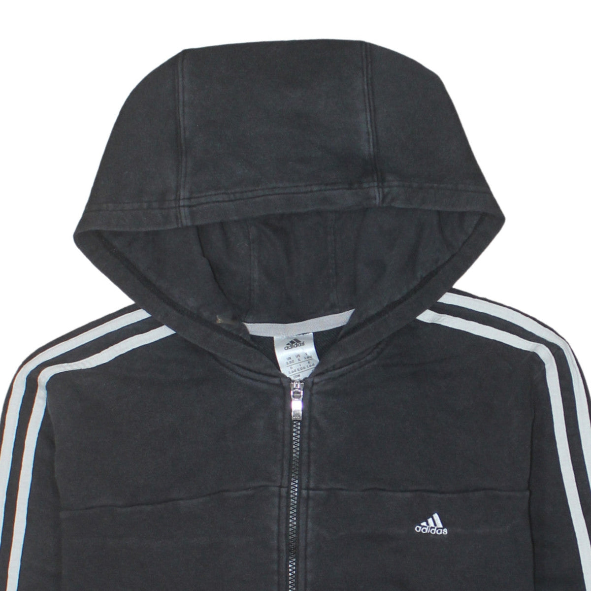 Adidas Women Black XL Full Zip Hoodie with Stripes