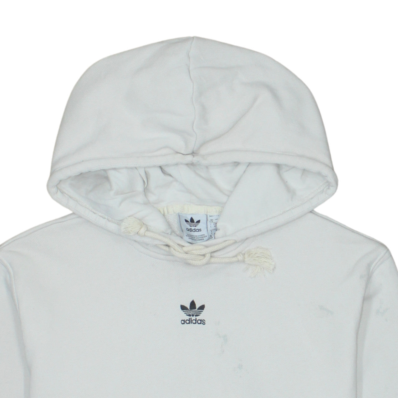 Adidas Womens White Pullover Hoodie UK 8-10 Cotton Logo Lined