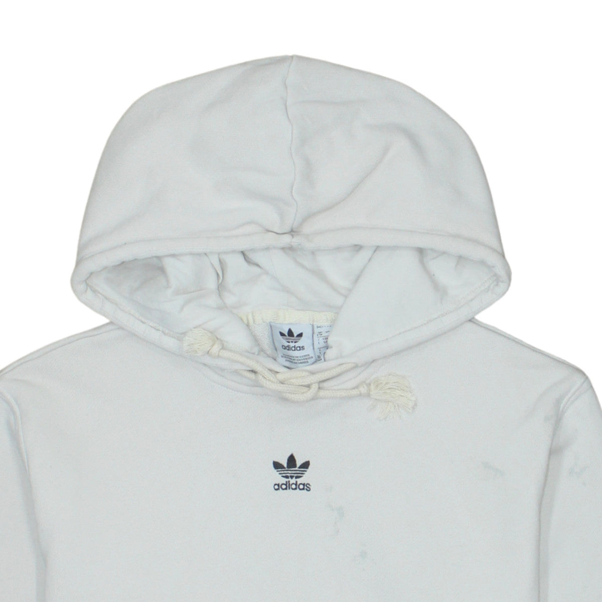 Adidas Womens White Pullover Hoodie UK 8-10 Cotton Logo Lined