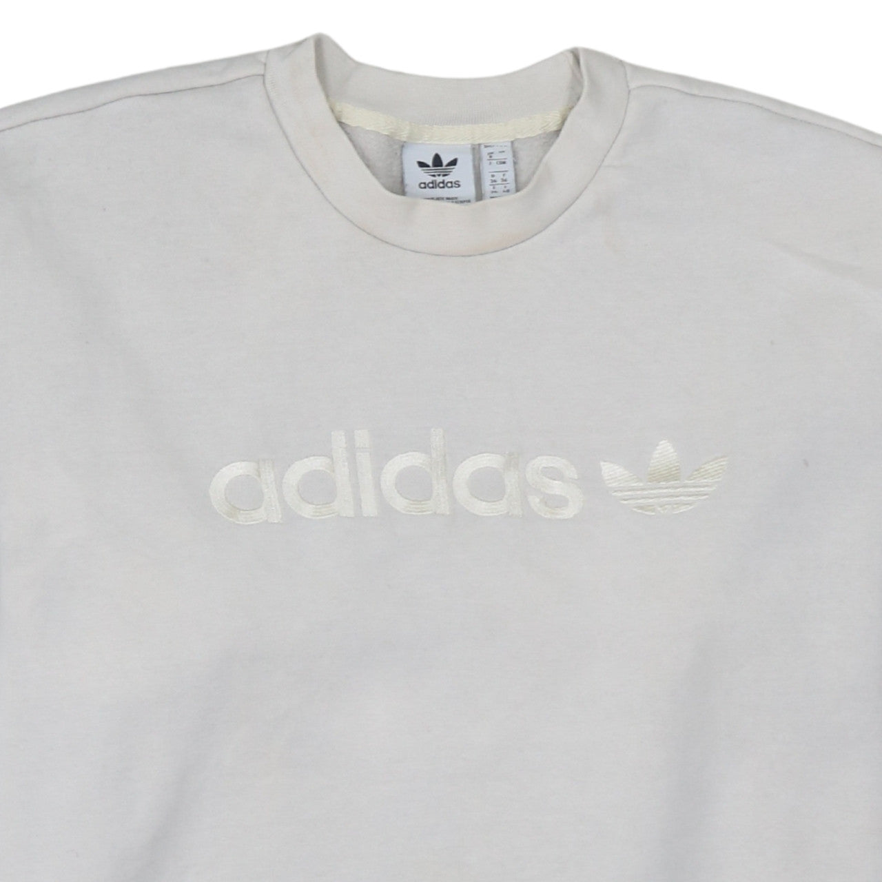 Adidas Women Ivory Crew Neck Logo Pullover Sweatshirt Size 12
