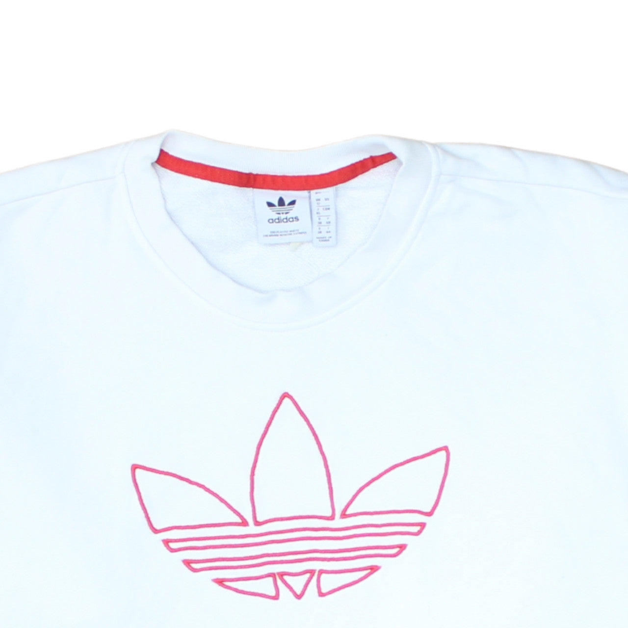 Adidas Womens White Sweatshirt Size 12 Crew Neck Logo Pullover