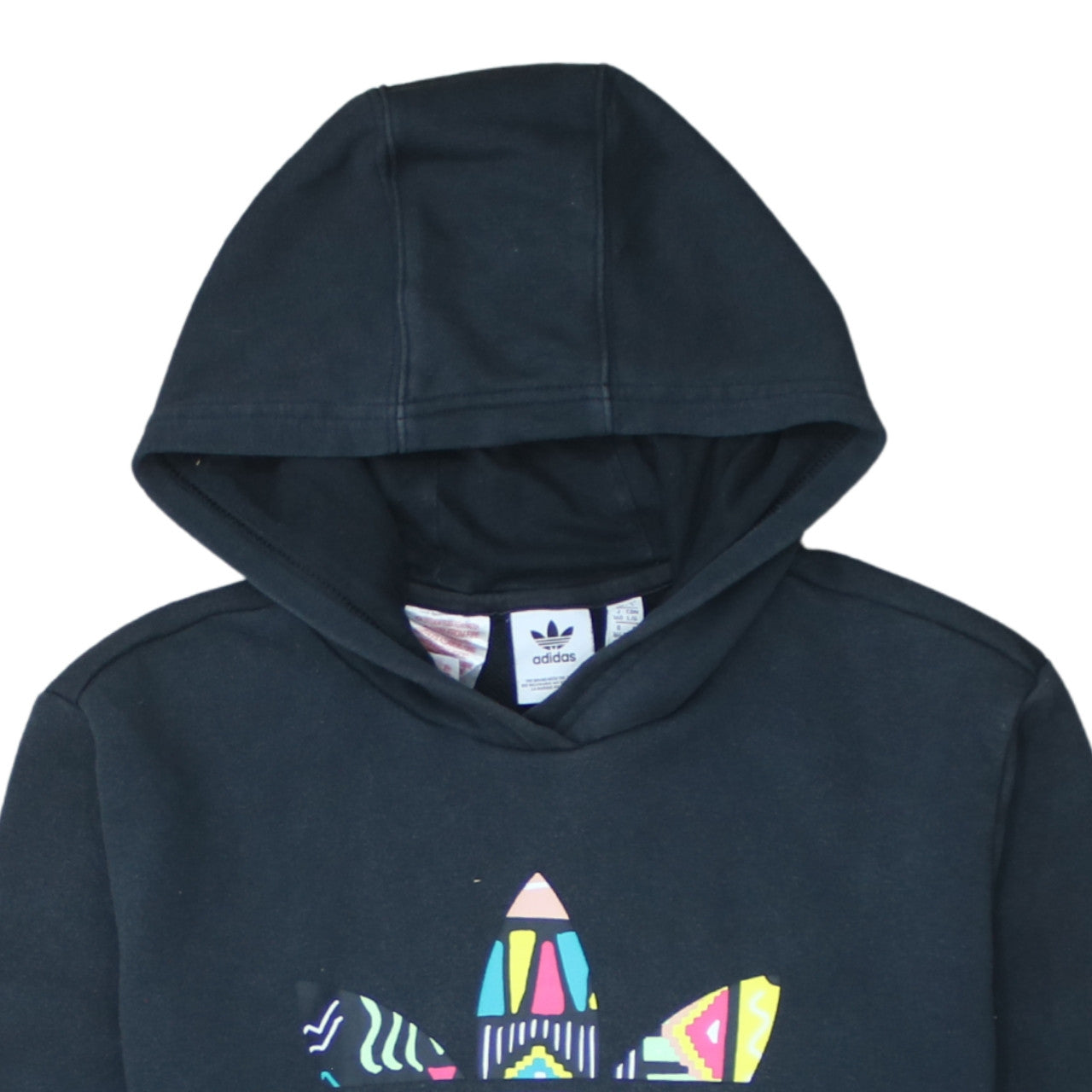 Adidas Boys Black Pullover Hoodie 13-14 Years Graphic Logo Sweatshirt
