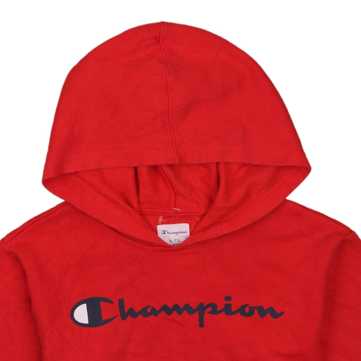 Champion Womens Red Pullover Hoodie XL (14/16) Logo Print Casual