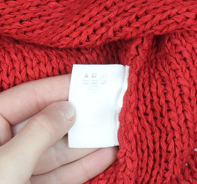 Marks and Spencer Women Red Cotton Knit Cardigan M