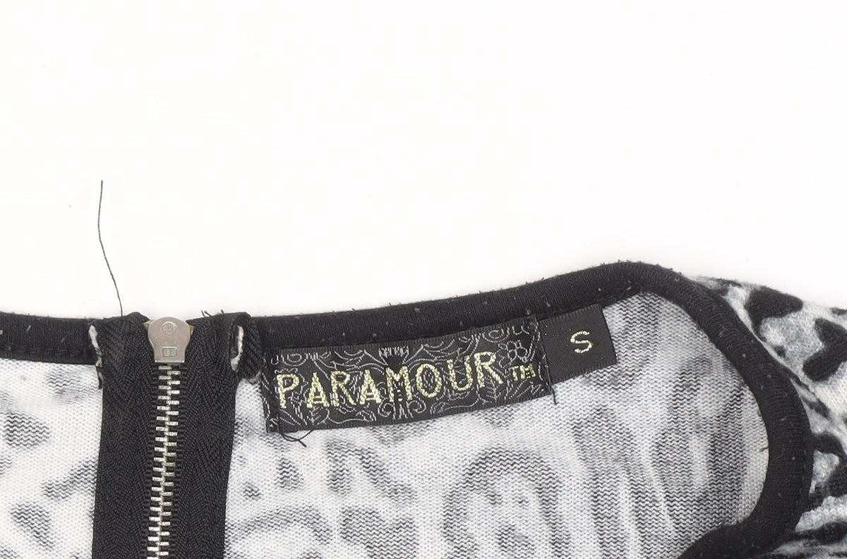 Paramour Women's Grey Animal Print Long Sleeve Blouse Size S