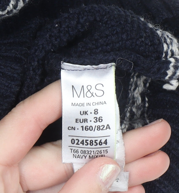 Marks & Spencer Women’s Blue Fair Isle Knit Jumper Size 8