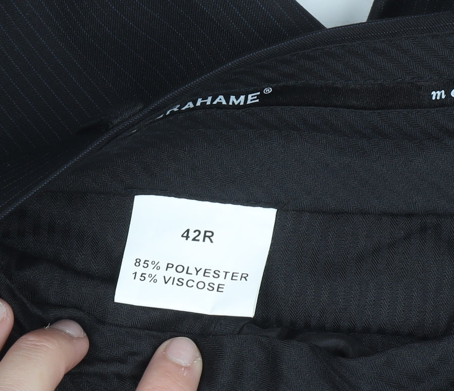 Grahame Men's Black 42R Regular Fit Formal Dress Trousers