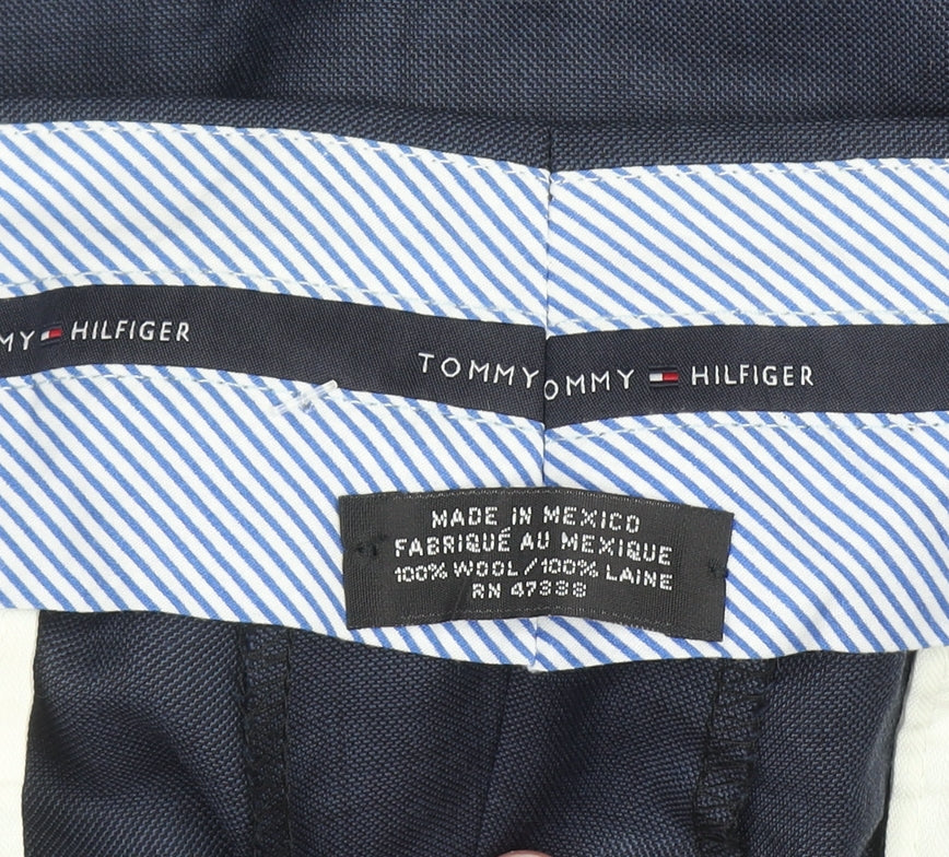 Tommy Hilfiger Men's Blue Wool Dress Pants Size 36x32 Regular Fit