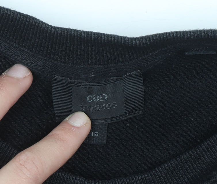 Cult Studios Womens Black Size 16 Crew Neck Pullover Sweatshirt
