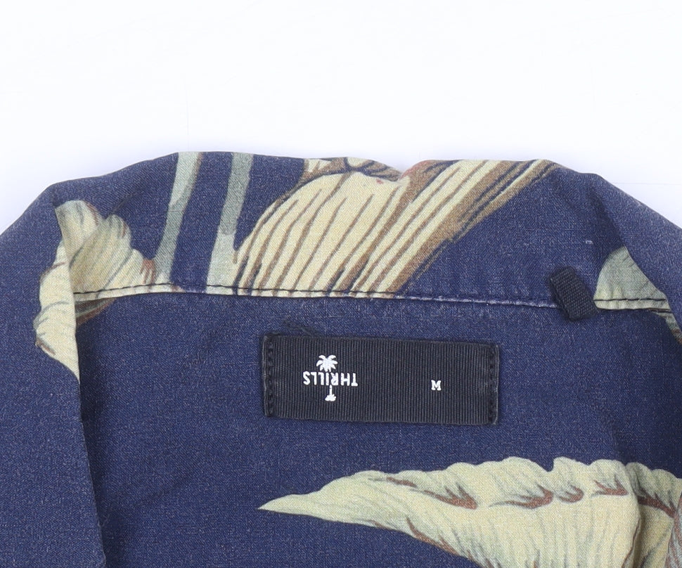 Thrills Men's Blue Hawaiian Rayon Short Sleeve Button-Up Shirt M