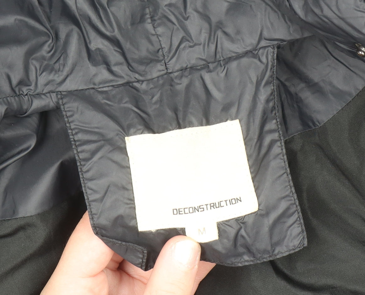 Deconstruction Women's Black Quilted Long Hooded Coat M