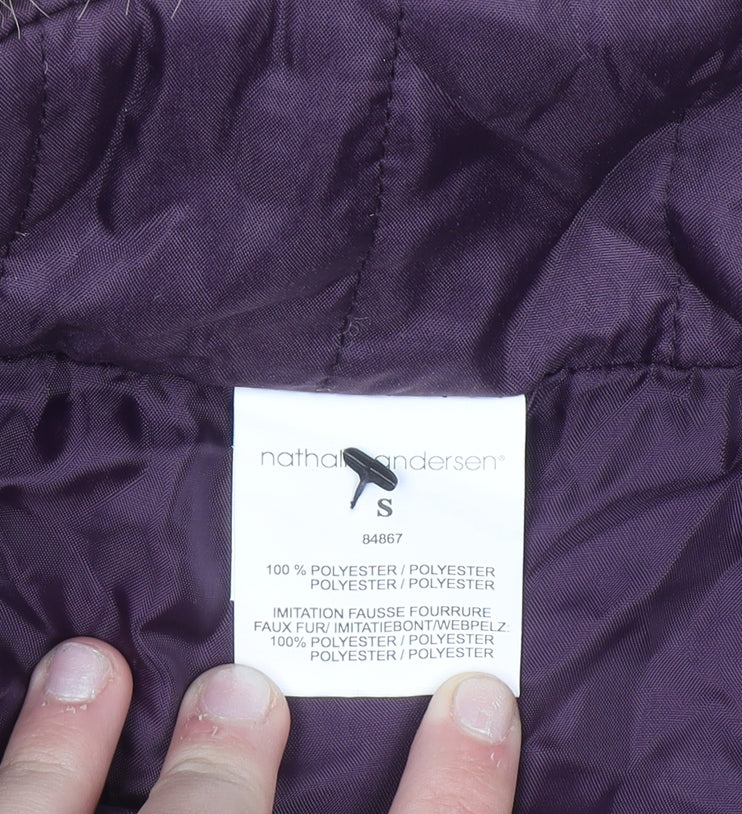 Nathalie Andersen Women's Purple Faux Fur Hooded Puffer Coat Size S