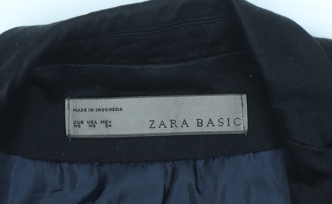 Zara Women Black XS Single-Breasted Blazer Jacket Workwear