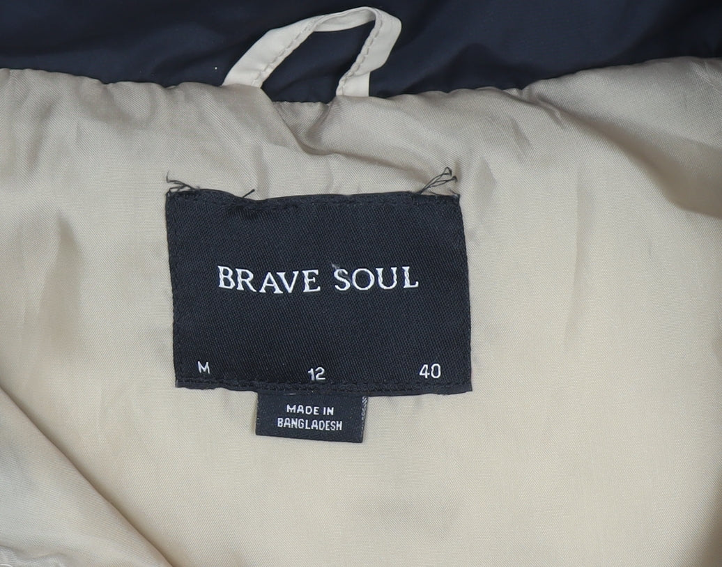 Brave Soul Womens Beige Black Puffer Waistcoat Size 12 Regular