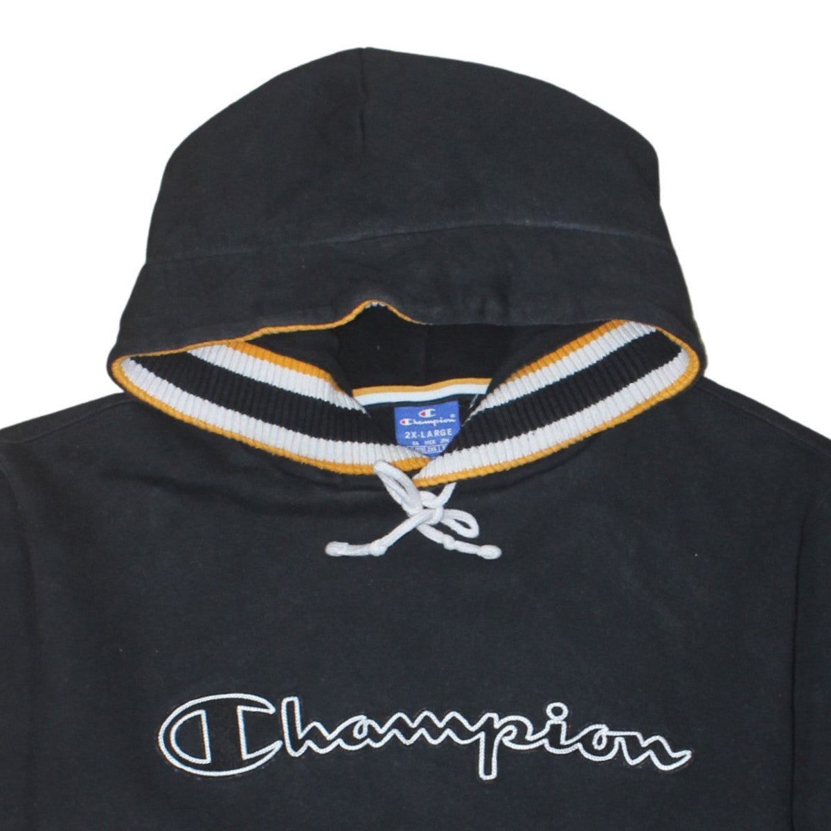 Champion Men's Black 2XL Pullover Hoodie Embroidered Logo Cotton