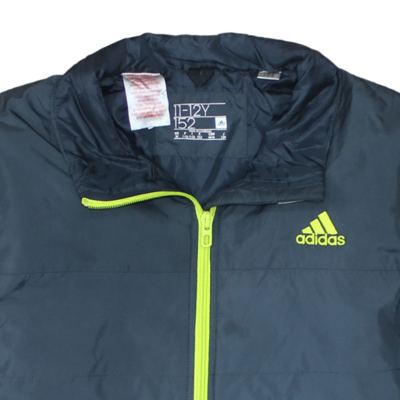 Adidas Boys Blue 11-12 Years Lightweight Puffer Jacket with Neon Zip