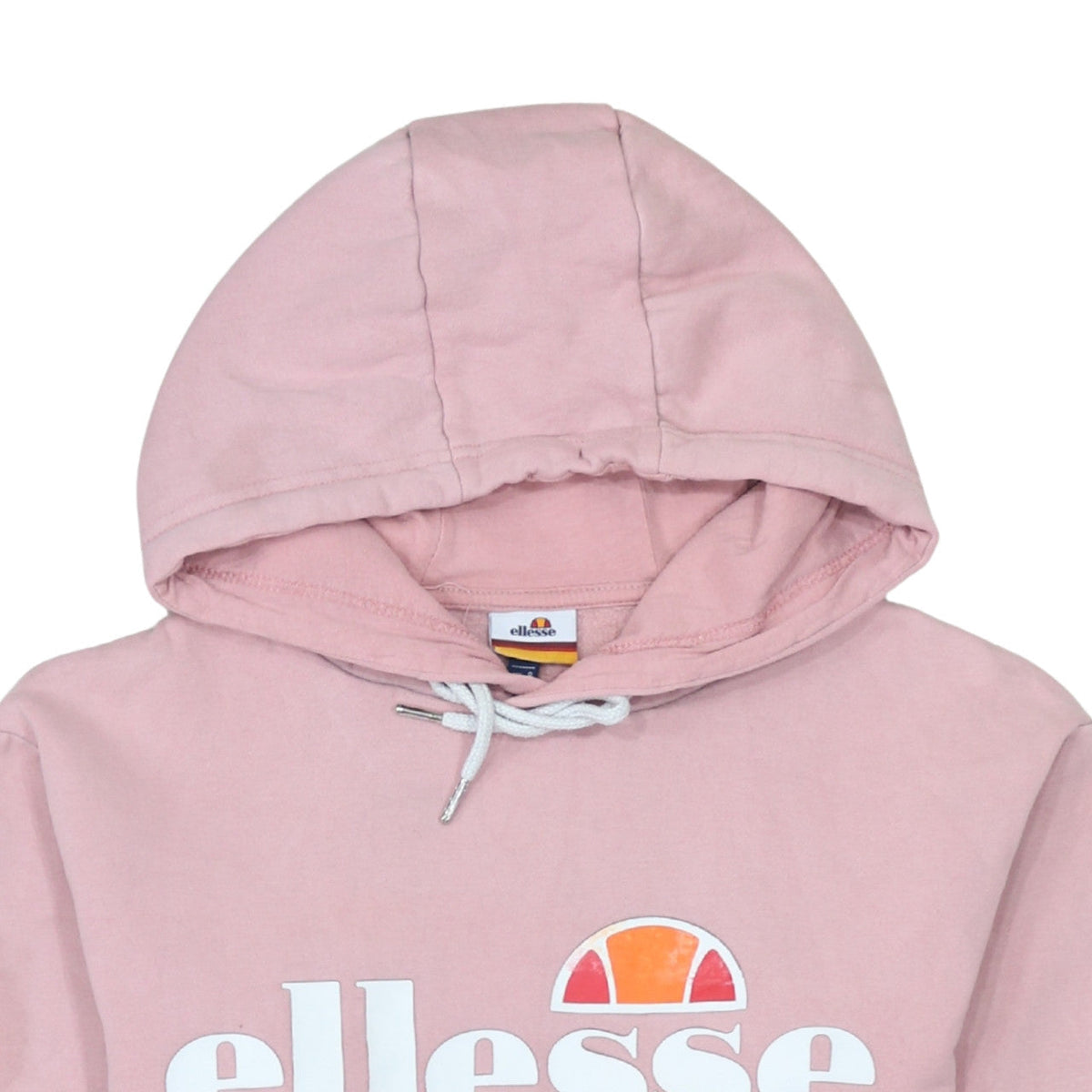 Ellesse Womens Pink Pullover Hoodie UK 8 Cotton Blend Logo Sweatshirt